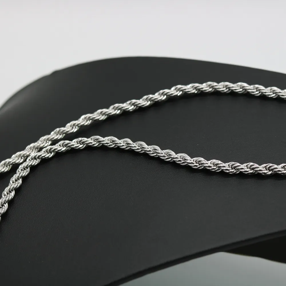 24 Inches Classic Rope Chain Thick Solid 18k White Gold Filled Womens Mens Necklace ed Knot Chain 6mm Wide273N