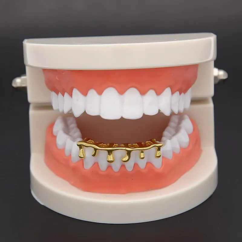 Denti placcati in oro Grillz Vulcanic Lava Drip Grills Gioielli hip-hop da uomo di alta qualità297S