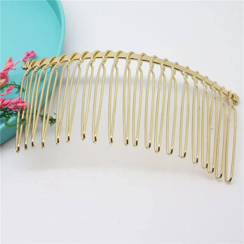 50st Black Gold Silver 20 tänder bröllop Bridal Diy Wire Metal Hair Comb Clips Hårfynd Tillbehör246Y