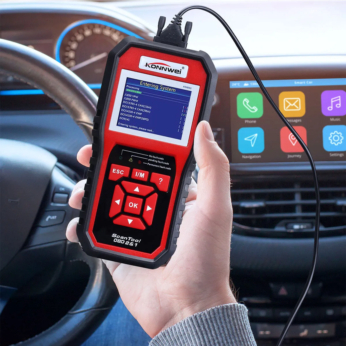 New Konnwei KW850 OBDII OBD2 EOBD Автомобиль Автомобильные коды Читатель Диагностический Сканер Инструмент 12 В с розничной коробкой UPS DHL Бесплатная Доставка