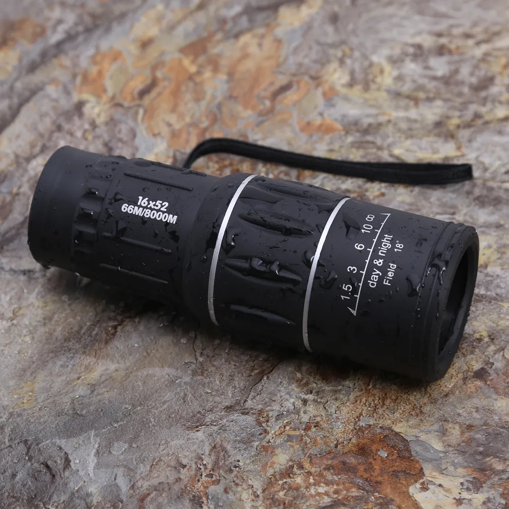 16x52 portátil ao ar livre duplo foco monocular telescópio zoom lente óptica binóculos spotting scope lentes de revestimento black8501894