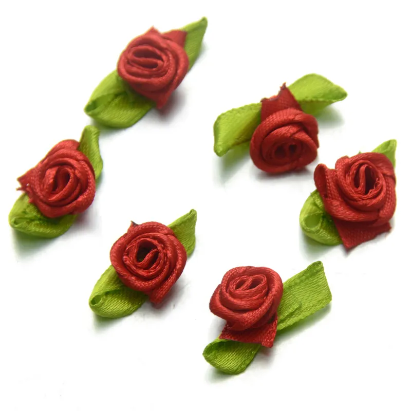 /çok küçük saten şerit gül tomurcukları süslemeler düğün partisi dekoratif çiçekler 27 renk renk paket boyutu seçmek için