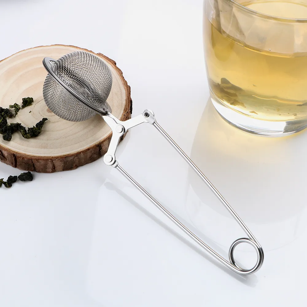 10PIC TEA Infuser Rostfritt stål Återanvändbar kulform TEA Sil Metal Mesh Tea Filter Portable Teapot1717