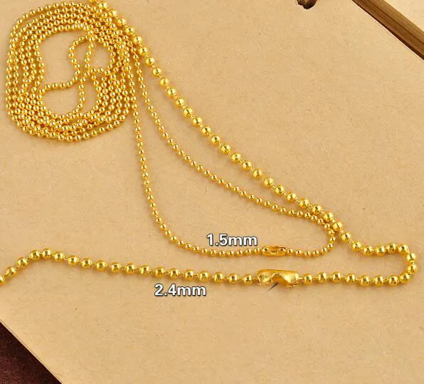 Or argenté noir 1 5mm 2 4mm 70cm chaîne de perles colliers boule de perles chaîne de perles en acier inoxydable boucle de ceinture Necklaces2397