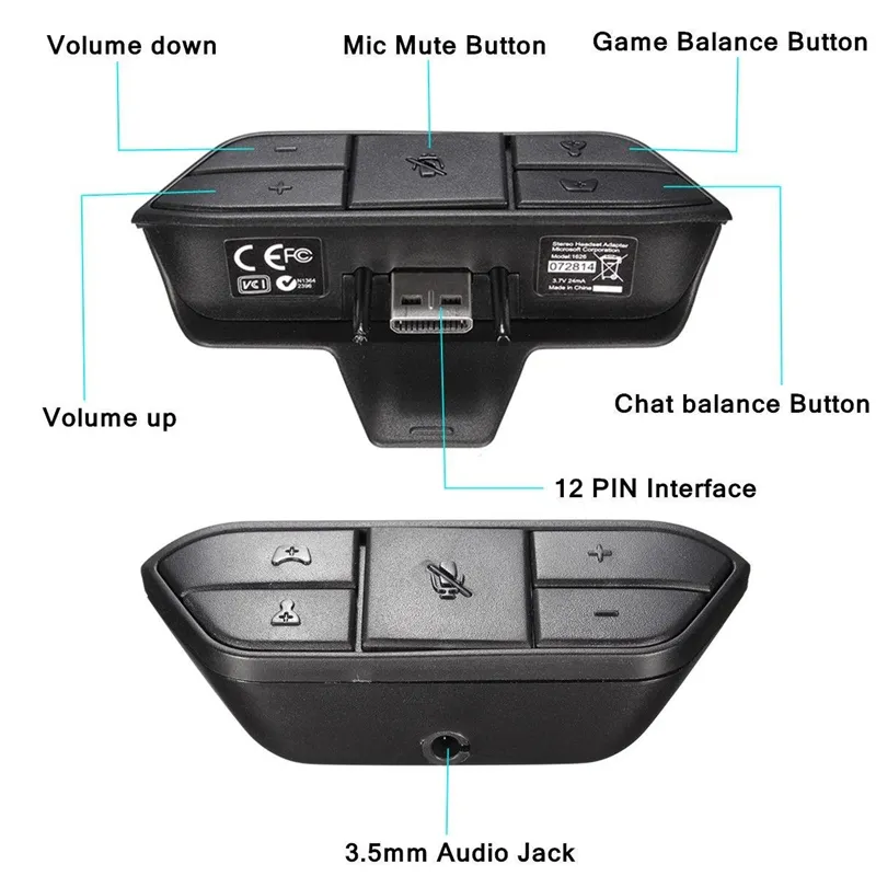 Adaptador de fone de ouvido estéreo gamepad fone de ouvido conector de controlador de áudio para xbox one gamejoystick acessório de console de jogo com r9502836