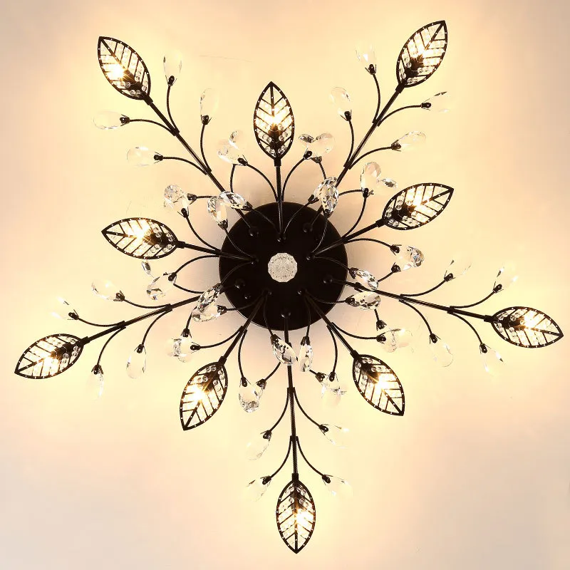 Moderne K9 Kristal LED Inbouw Plafond Kroonluchter Verlichting Armatuur Goud Zwart Thuis Lampen voor Woonkamer Slaapkamer Kitchen264t