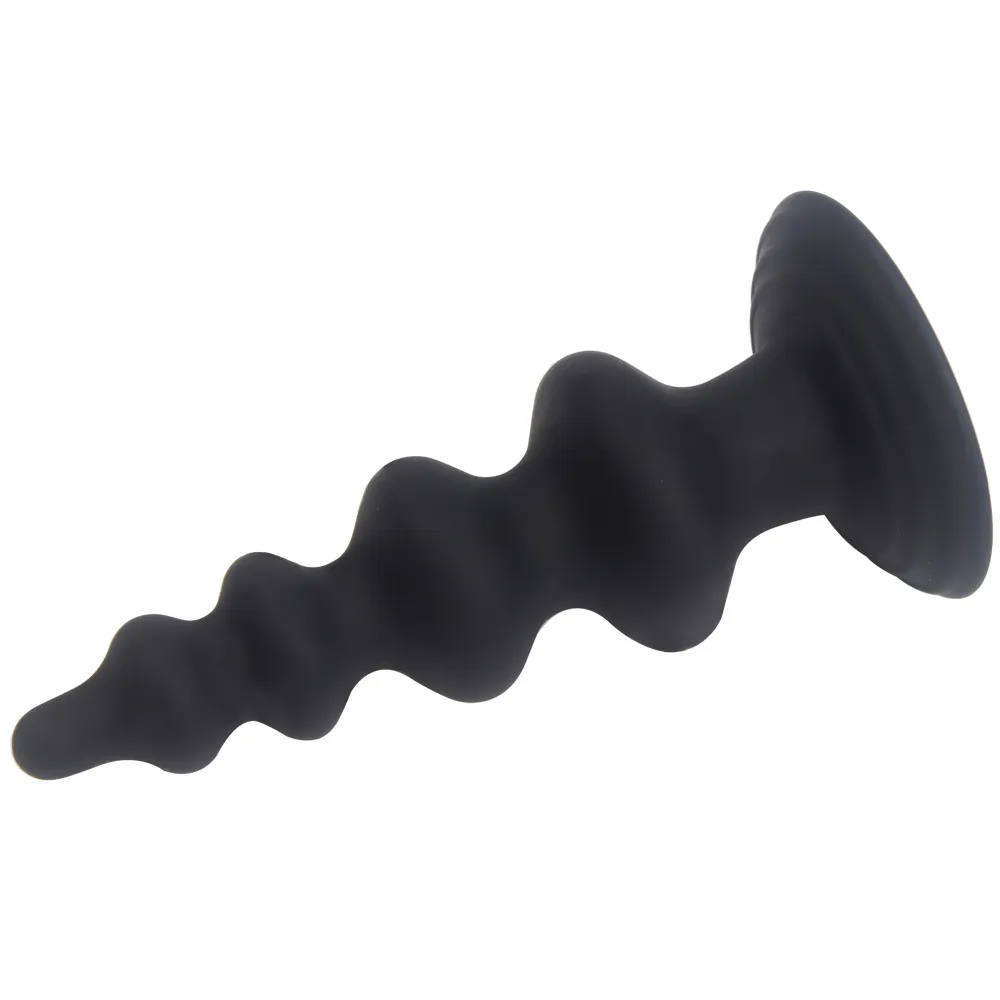 IKOKY silicone lungo giocattoli del sesso anale a forma di torre prodotti del sesso nero perline anali gay massaggiatore della prostata tappi di testa uomini e donne S924