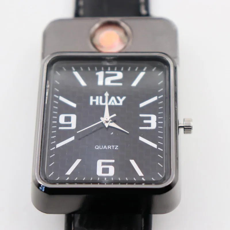 2018 Nowe zapalnice zegarki dla mężczyzn Sport Kwarc Watch Fashion USB Opłata za bezchłoglenie papierosowe zapalniczki wojskowe Casual Na ręce