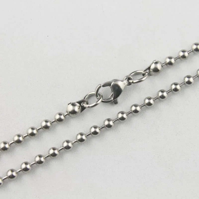 chaîne de perle en acier inoxydable de haute qualité 3mm avec fermoir mousqueton collier boule pendentif vente chaude / 36-81cm 14 '' - 32 pouces ZX012B