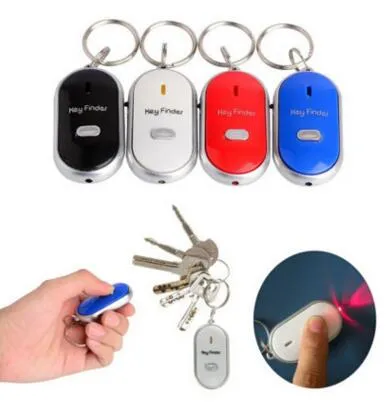 200 stücke Anti Verloren LED Schlüssel Finden Locator 4 Farben Stimme Sound Whistle Control Locators Keychain2986