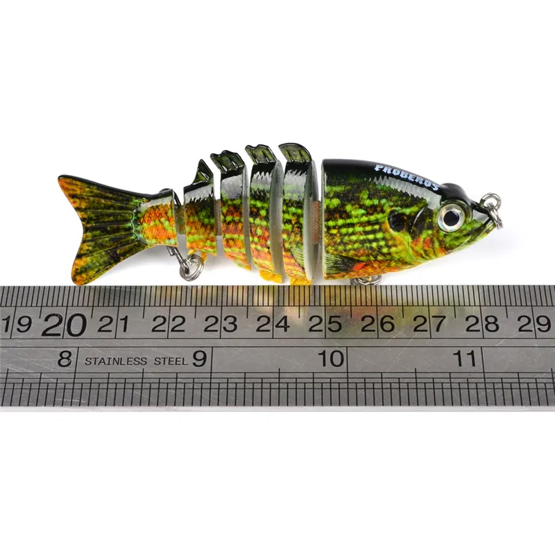 New Split Tail Musky Crankbaits 6 Section Fishing Lure Hooks 10.6g 9cm Super Vivid realistic plastic segments hard bait