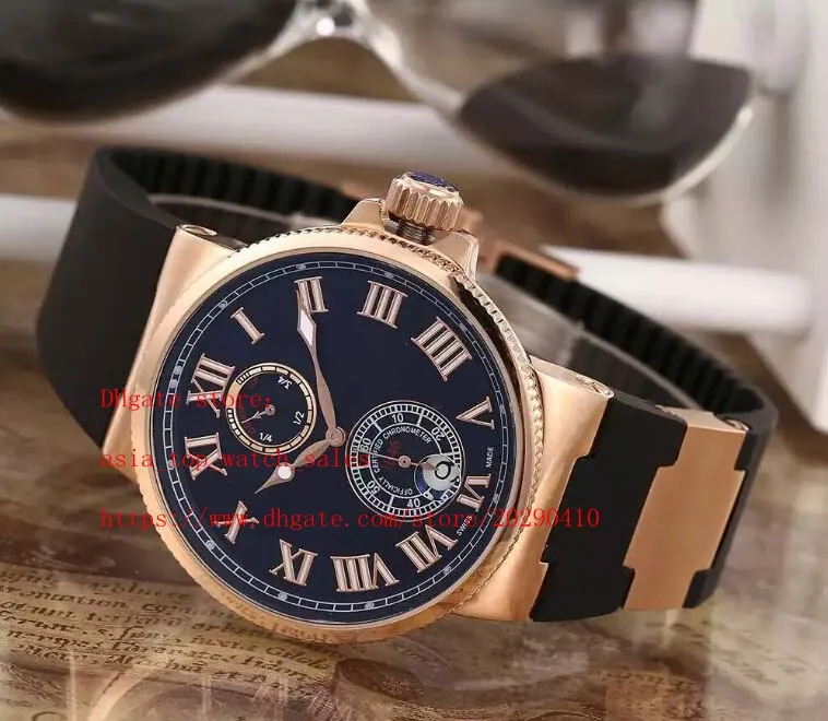 Super Luxury 44mm Men armbandsur Auto Date Rom Digital Rose Gold Case Gummi Strap Mechanical Automatic Mens Athletic F242G