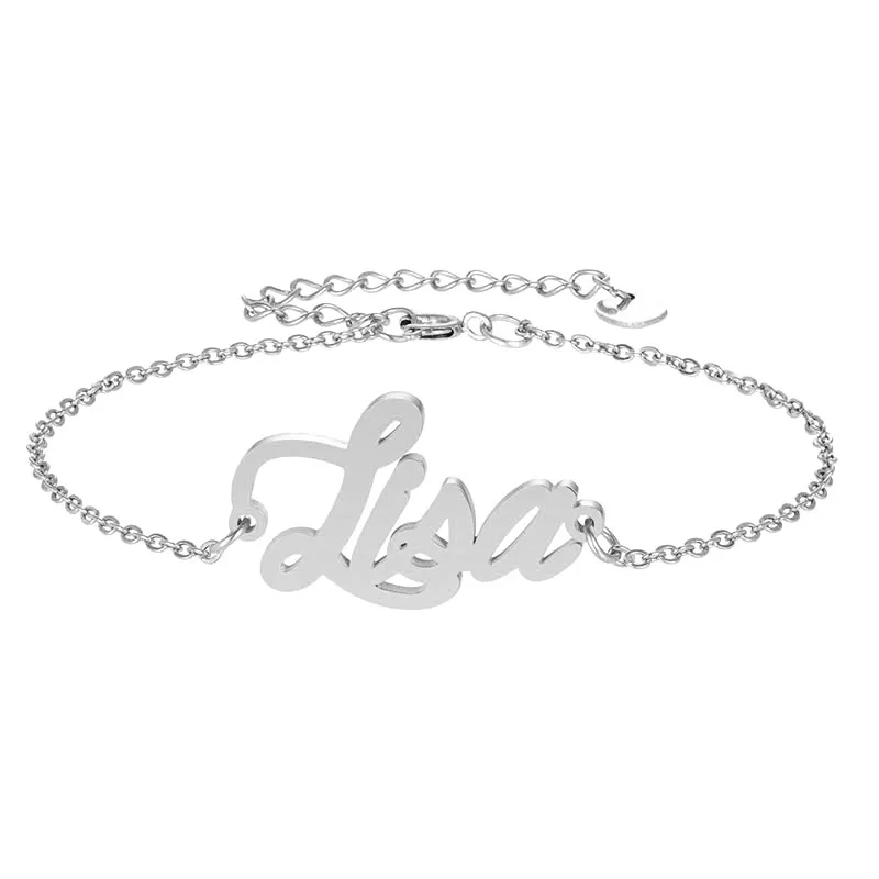 Nameplate Necklace Bracelet Set for Women Lisa Letter Gold Choker Chain Name Pendant Charm Girl frined Birthday Gi240M