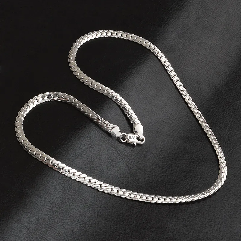 20 Inch 5MM Trendy Men 925 Silver Necklace Chain For Women Party Fashion Silver Figaro Chain Necklace Boy Accessories274p