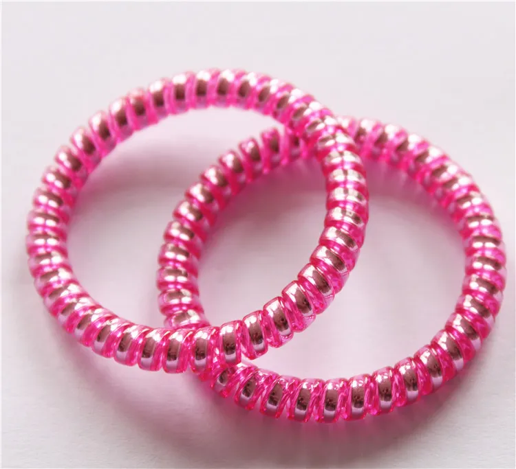 Women Colorful Hairband Girl Candy Color Headband Telephone Cord Elastic Ponytail Holders Hair Ring Diameter 5cm