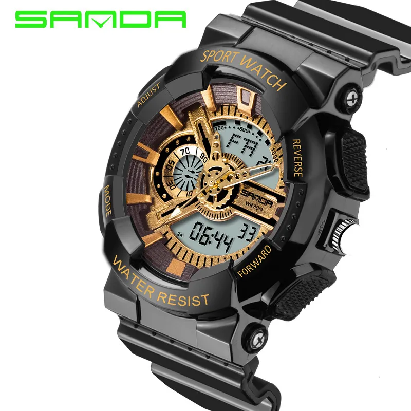 2018 Rushed Mens Led Digital Watch 새로운 브랜드 Sanda Watches G Style Watch 방수 스포츠 군사 충격 남성 Relojes Hombre229a