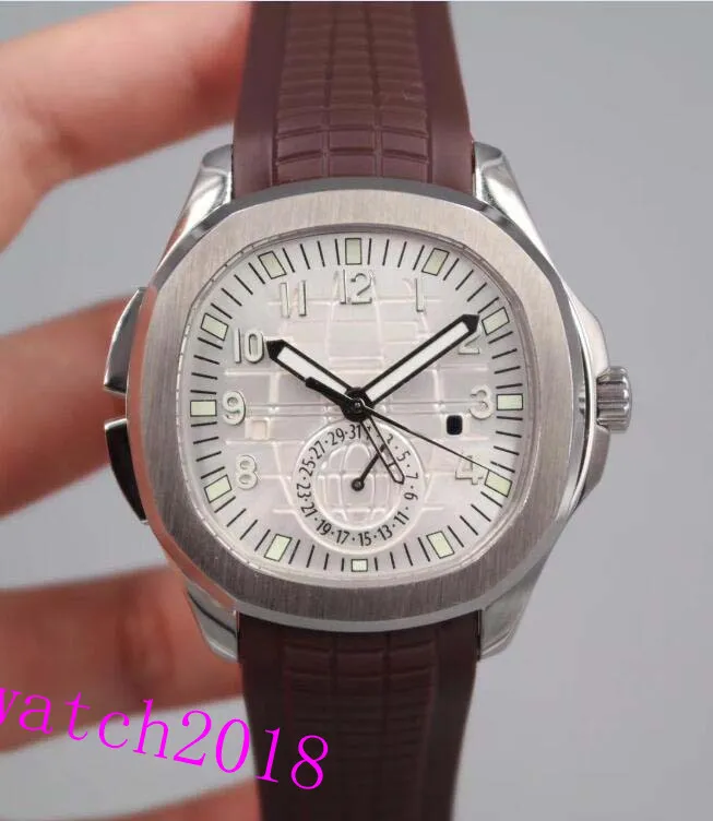 Luxury Watch 5164A-001 Aquanut Travel Time Dual Time Zone rostfritt gummiarmband Automatiska modemärke Herrklocka WRI317U