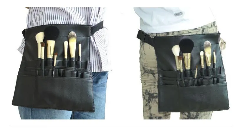 Nowy makijaż makijażu uchwyt pędzla 22 Pockets Pasek Czarny pasek torba Salon Makeup Artist Cosmetic Brush