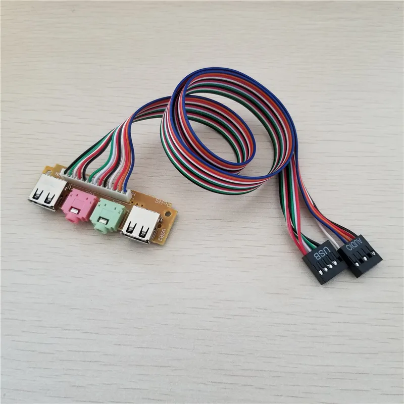 Bilgisayar Şasisi Ön Panel USB/Ses konnektör kablosu çift USB DuPont Adatper,