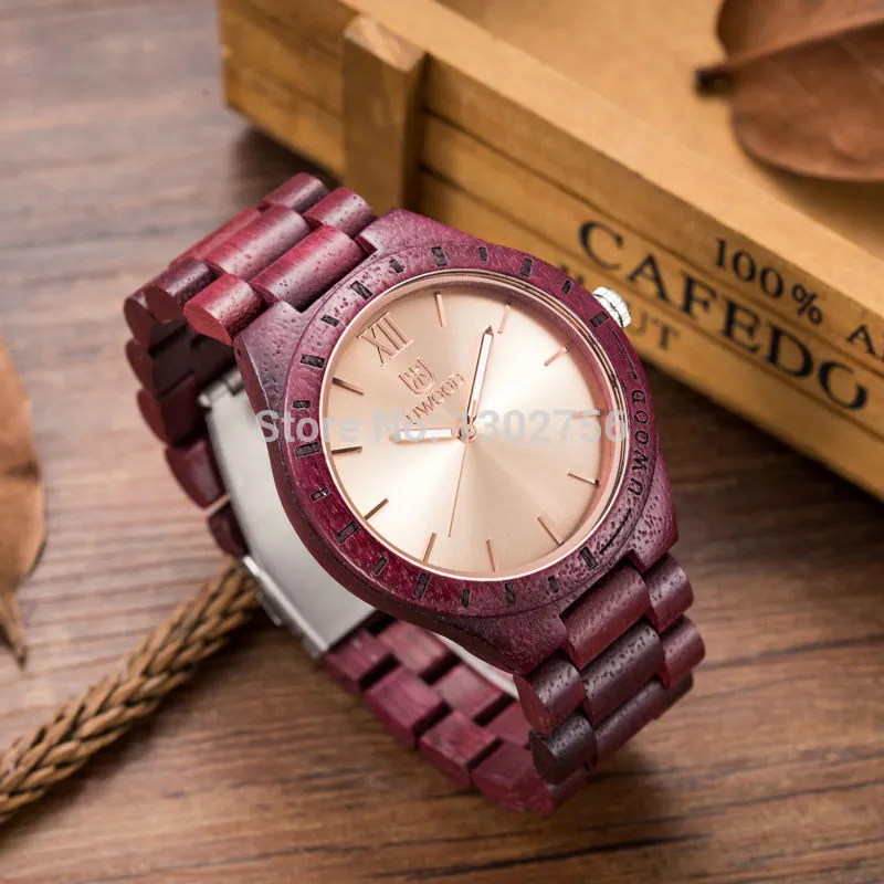 Neues natürliches schwarzes Sandalholz analog Uhr Uwood Japan Miyota Quarz Bewegung Holz Uhren Kleider Armbanduhr für Unisex1285x