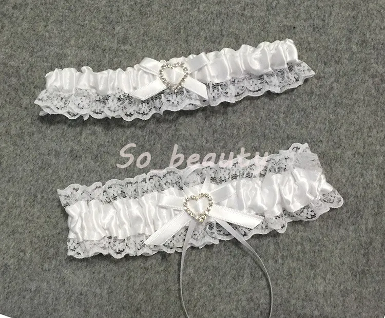 Lace Garter Set for Bride with Little Bow Bridal Prom Lace Gift Chic 2 Garters Stretch 16-23 inch