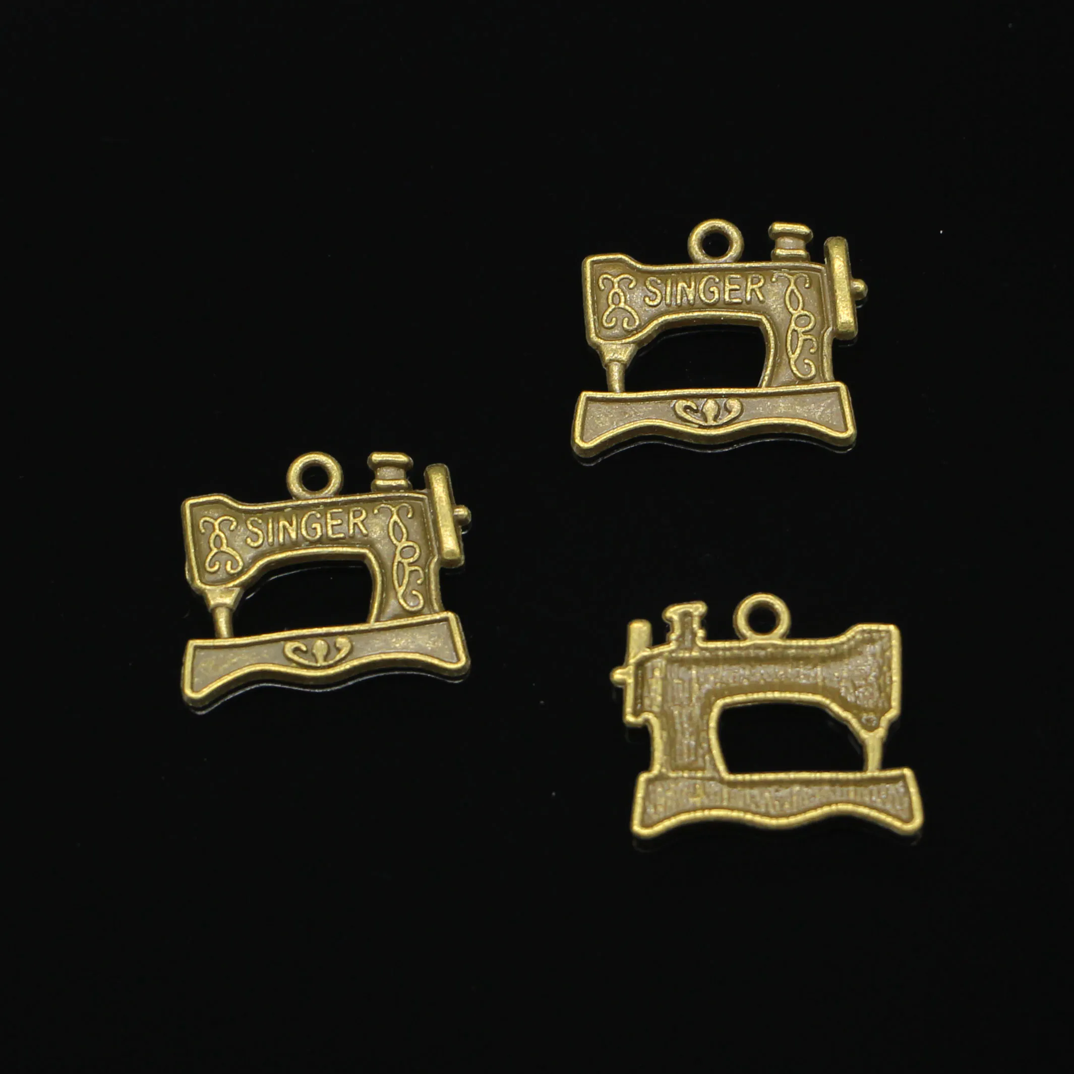 Zinc Alloy Charms Antique Bronze Plated vintage singer treadle sewing machine Charms for Jewelry Making DIY Handmade Pendant304k