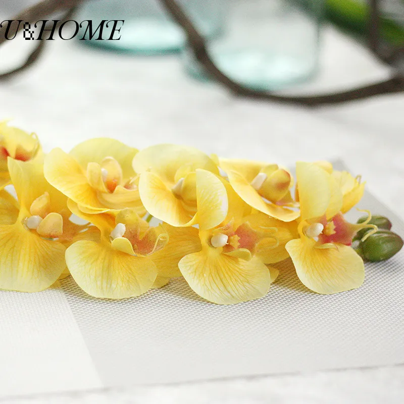 Fleurs d'orchidées phalaenopsis artificielles en latex, bon marché, toucher réel, pour décoration de mariage à domicile, fausses fleurs, accessoires en vrac 241V