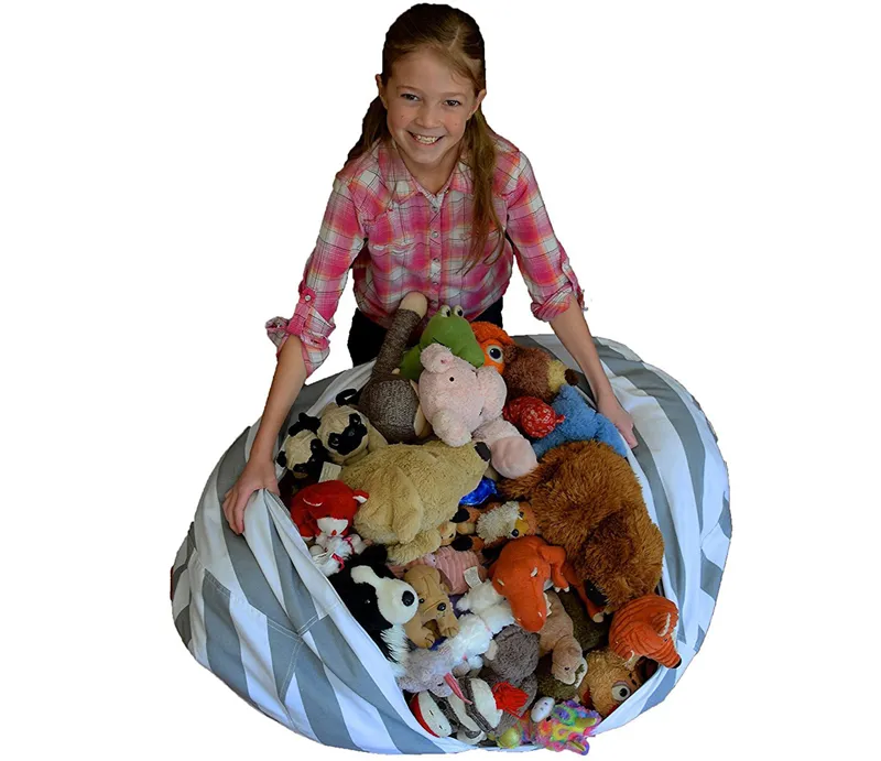 Kids Storage Bean Bags 18'' 45CM Plush Toys Beanbag Chair Bedroom Stuffed Animal Room Mats Portable Clothes Storage Bag
