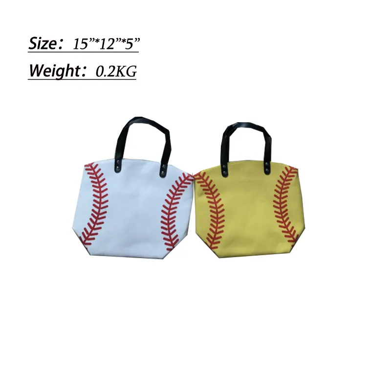 2018 Kids white baseball Jewelry Packaging Blanks canvas Sports Bags Baseball Softball Tote Bag for Children Tote Handbag FEE DHL