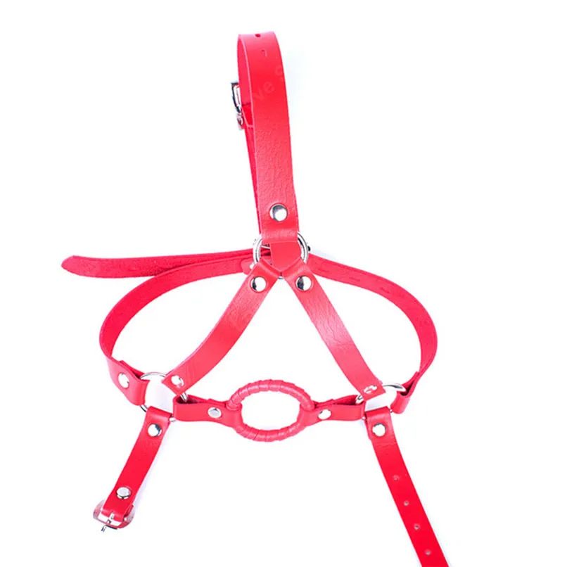 Anneau de bouche ouverte en cuir PU, harnais de tête Gag, esclave fétichiste, produits sexuels buccaux dans le jeu pour adultes, jouets sexuels de retenue de Bondage pour Couples