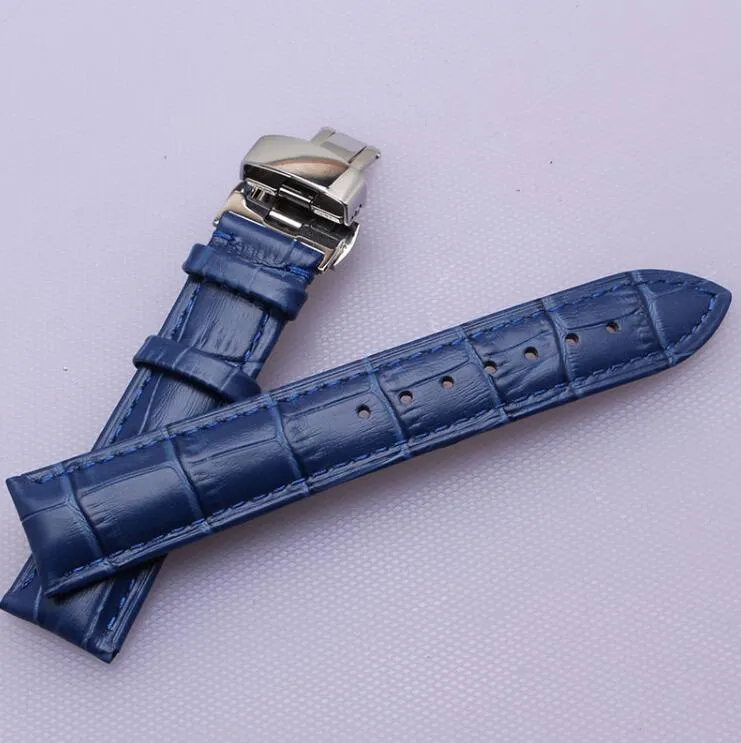 Accessori cinturini da polso Grana alligatore Vera pelle Cinturini cinturini blu 14mm 16mm 18mm 20mm 22mm fibbia a farfalla new189r