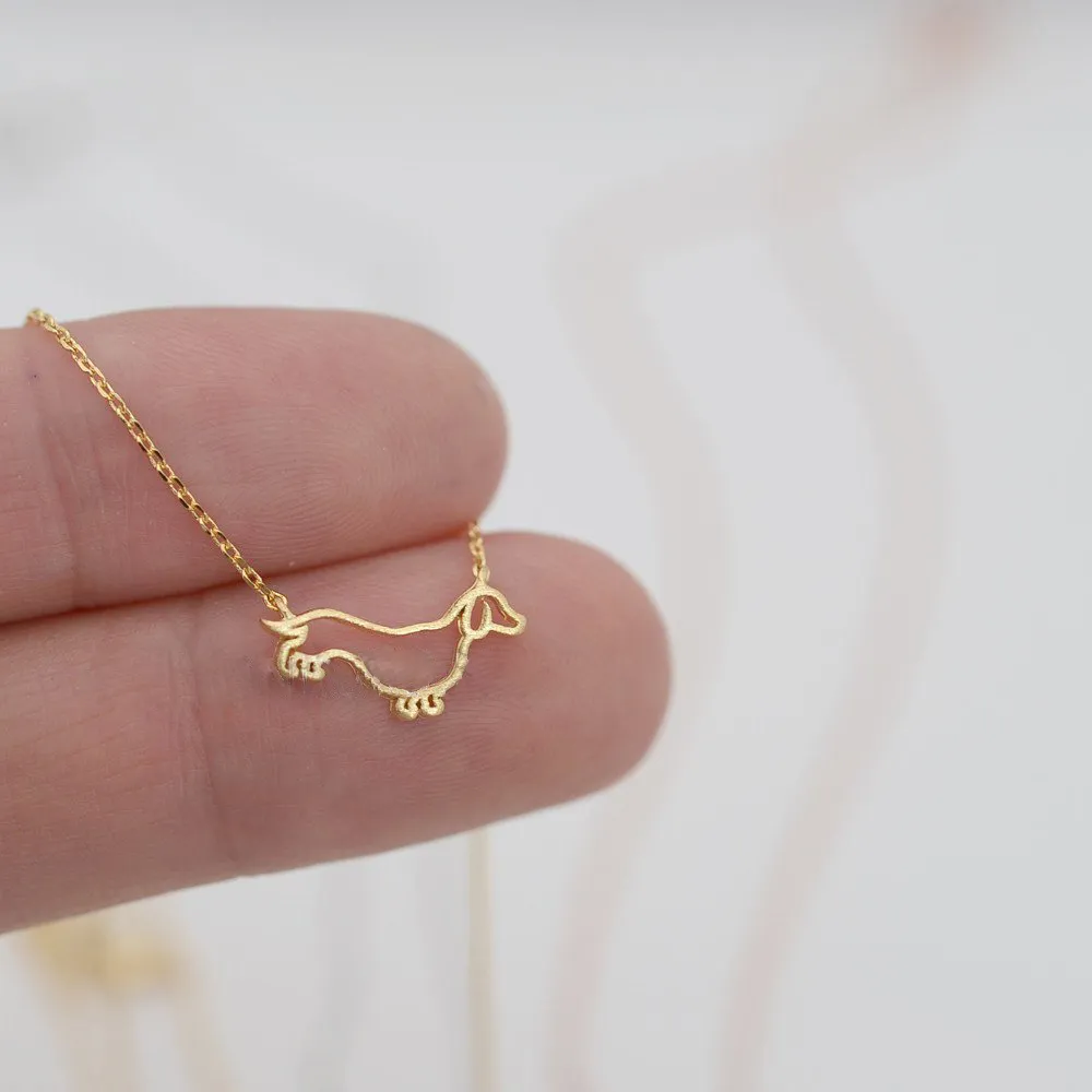 Fashion dachshunds pendant necklaces Dog frame pendant necklaces Lovely animal series plated gold necklaces for women273t