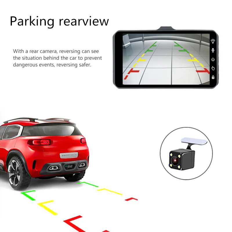 1080P full HD car DVR camera touch screen car camcorder 2Ch driving dashcam 4 inches 170ﾰ WDR night vision G-sensor parking monitor