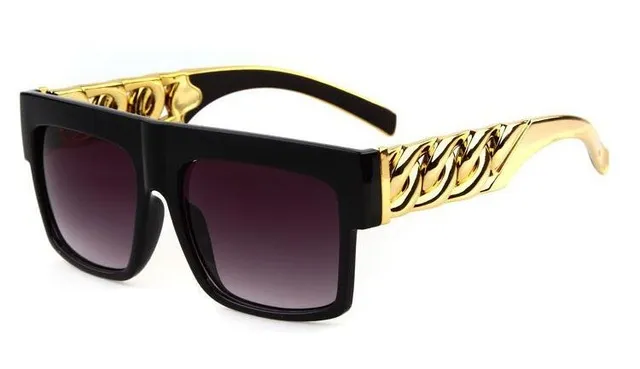 Kim Kardashian Beyonce Celebrities Style Metal Gold Chain Hights Eversized Sunglasses Men 270n