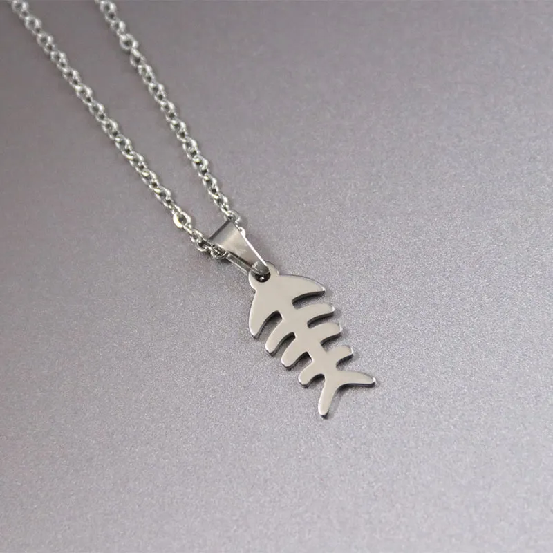 New Arrival CuteTiny Fish Bone Stainless Steel Necklace Wishbones Pendants Necklaces Women Ladies Fashion Blessed Jewelry Accessor2337