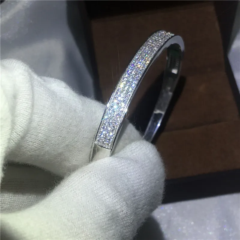 Vecalon Infinity Pave con montatura 5A Bracciale di fidanzamento con zirconi cubici Bracciale rigido in oro bianco da donna Accessori matrimoni Gift2563