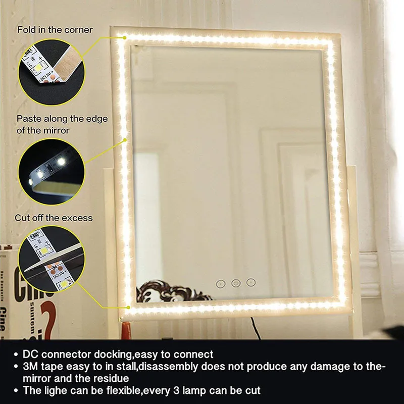 Светодиодная лента для зеркала для макияжа, 13 футов, 4 м, 240 светодиодов, косметическое зеркало, комплект светодиодных лент, зеркало для макияжа, набор с диммером, S Shape2319
