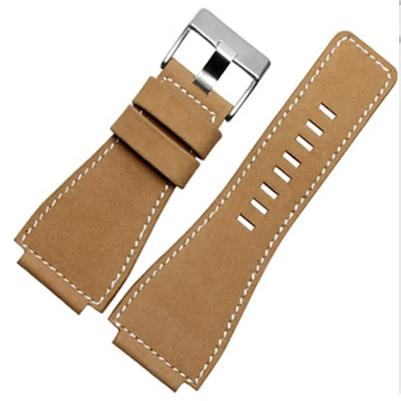 Cinturini orologi in vera pelle 25mm x 35mm Nero Marrone Giallo Cinturino orologio da uomo con fibbia in acciaio206j