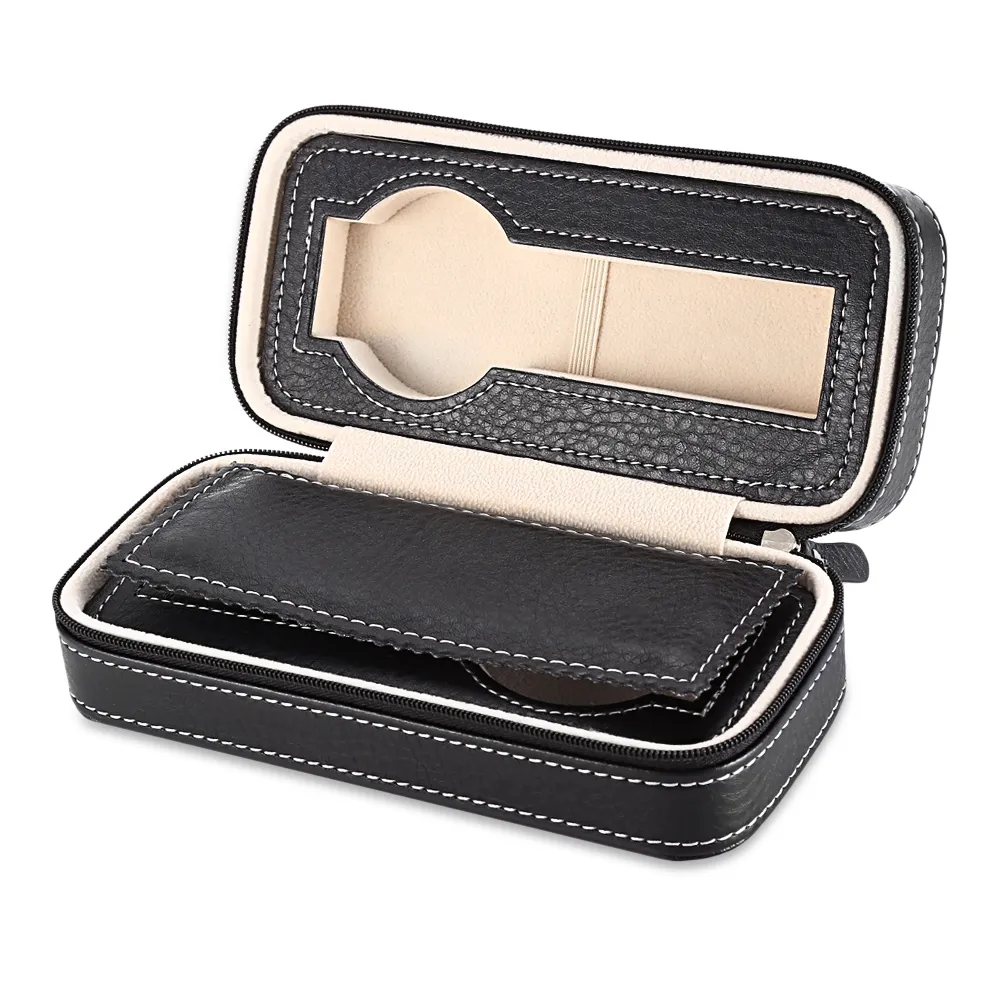 Luxury 2-8 rutnät läderklocka Portable Travelling Watch Bag Storage Watches Display Box Case Jewelry Collector Case265f