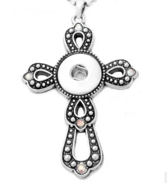 Heißer Großhandel Neueste Design Edelstahl Kette Neueste Christian Kruzifix Kreuz Noosa Chunks Anhänger Halsketten Fit Rivca Snaps Schmuck