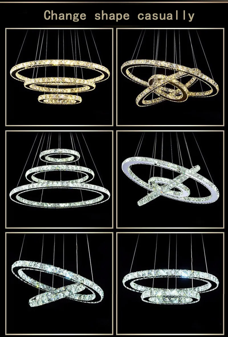 현대식 LED 크리스탈 샹들리에 조명 램프 거실 크리스탈 광선 샹들리에 조명 펜던트 매달려 천장 고정물 310m