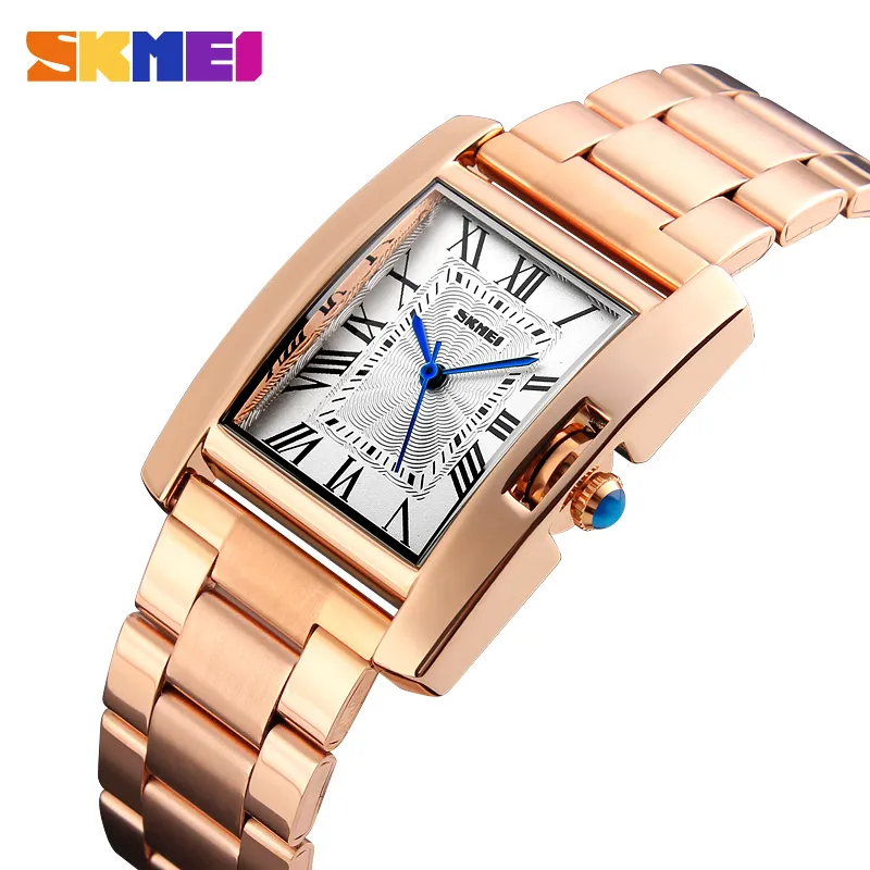 Skmei Fashion Armband Womens Watch Casual Auto Date Rectangle rostfritt stål handledsurer Relogio Femenino Horloge Dames 12841245x