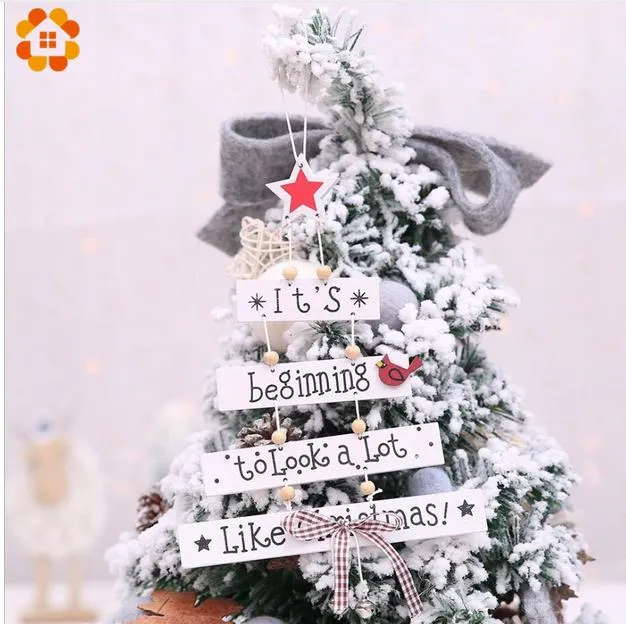 Joyeux Noël Lettre Pendentifs En Bois Ornements Ornement D'arbre De Noël Artisanat En Bois Pour La Maison Mur Décoration De Fête De Noël GA425346I