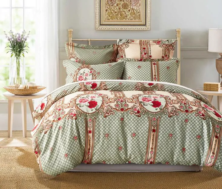 Style européen Lit de literie Ensemble de lit de lit de couette couvercle couvercle tai-oreiller reine et king size309m