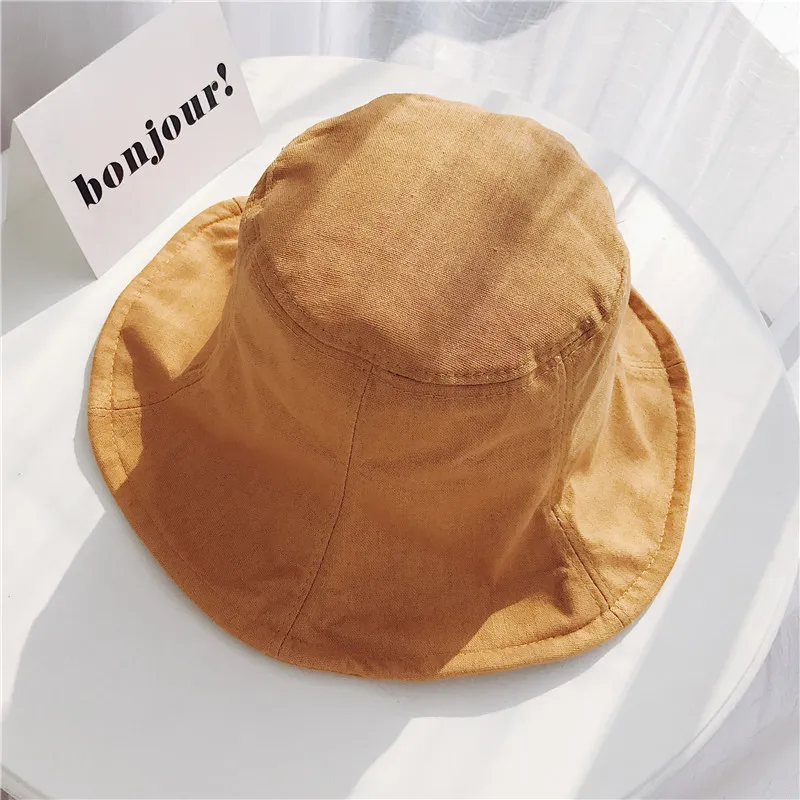 Chapeau seau d'été en lin pour femmes, Protection uv, chapeaux de soleil pliables, mignon, noir, Beige, jaune, kaki, bleu marine, 239H