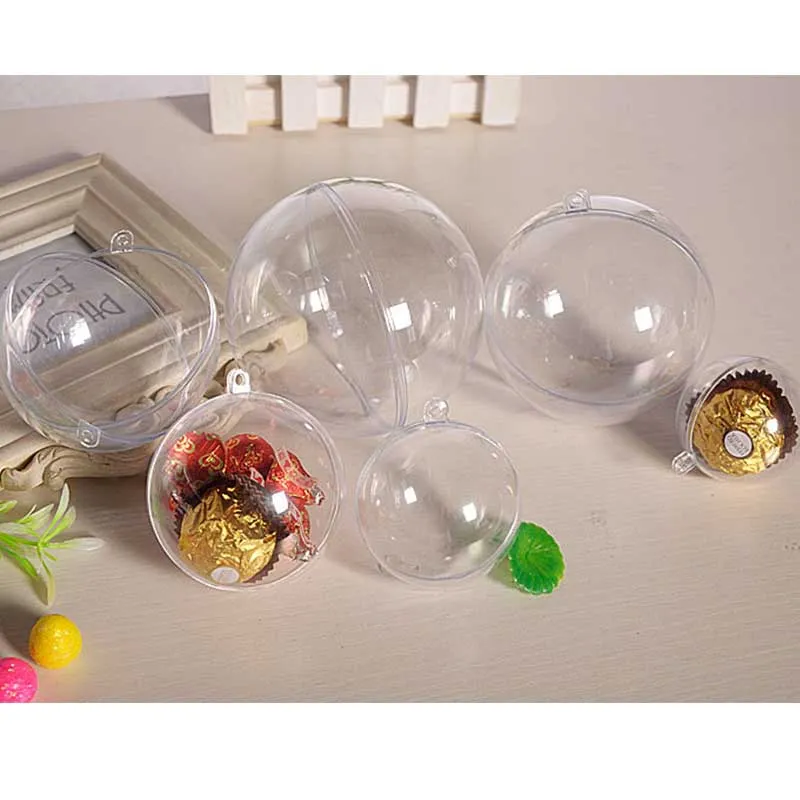 12x12cm decorações de natal openable plástico transparente bola de natal baubles árvore de natal ornamento festa de casamento bola clara1484861