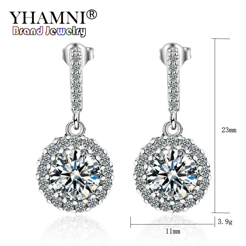 YHAMNI Fashion 925 Sterling Silver For Women Studs Earrings Luxury Cubic Zirconia Jewelry Girl Gift High Quality Whole LED427304q