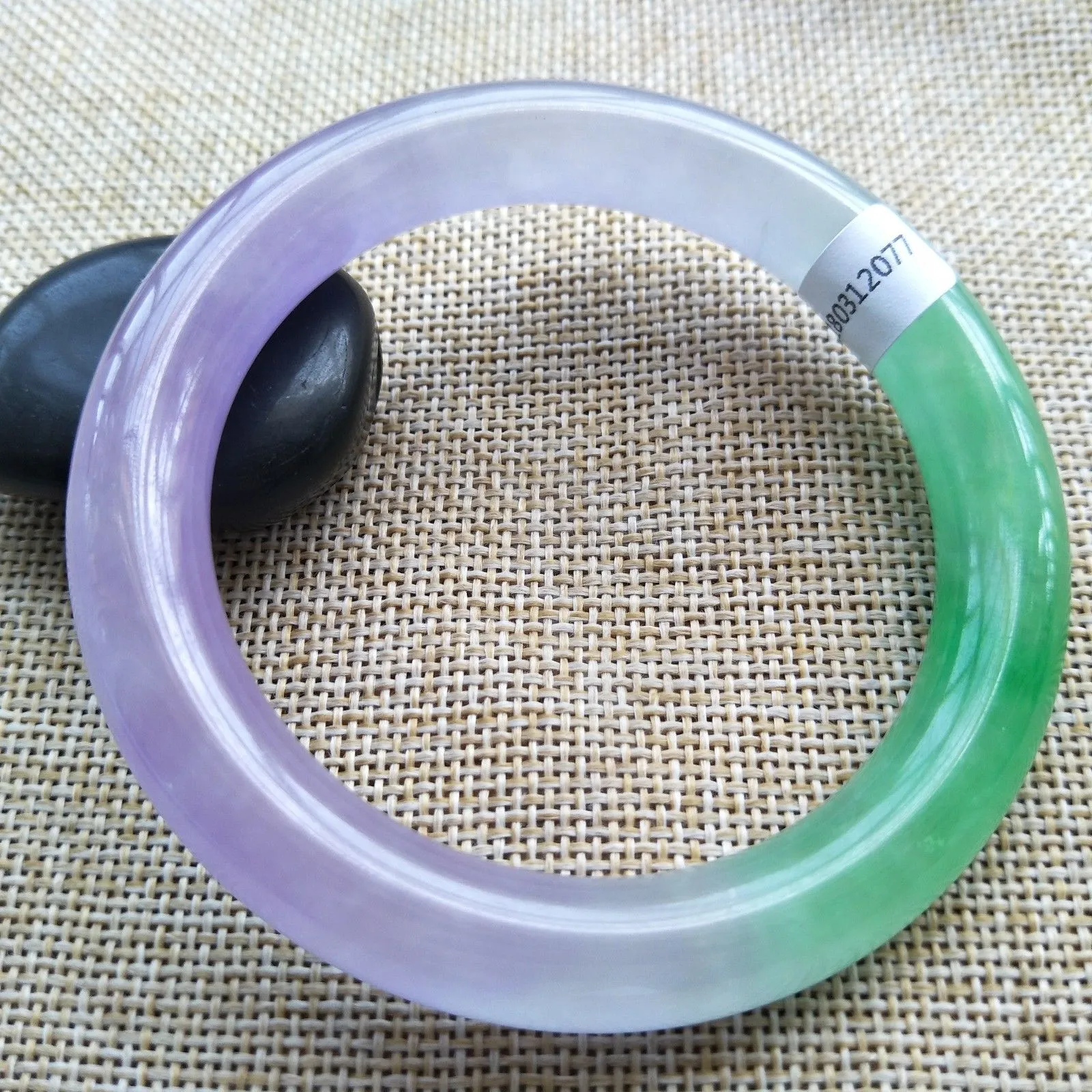 Certifierad klass A 100% naturlig lavendel Jadeite Jade Armband Bangle A077276F