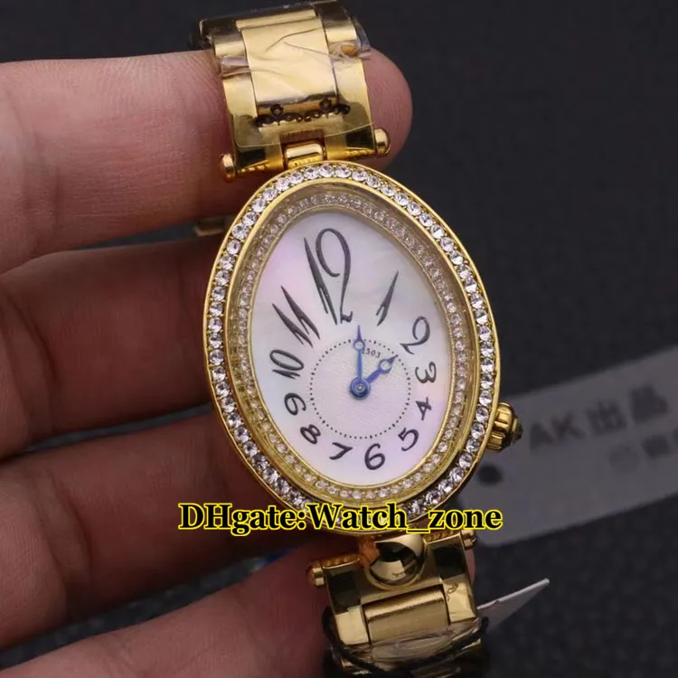 Valentine's Day Gift Reine De Naples 2303 White Shell Dial Quartz Diamond Bezel Womens Watch Stainless Steel Bracelet New Lady Watches