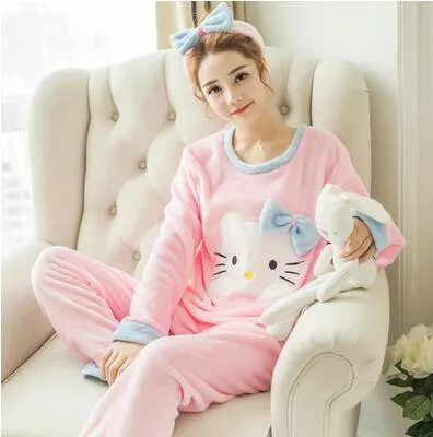 2018 hiver vêtements de maison pyjama costume nouvelle marque épaissie mignon ensemble de couchage lapin corail polaire pyjamas ameublement costume corail velours S1015